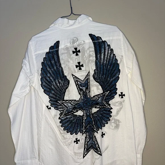 Helix White Men's Shirt with Black Embroidery - Picture 2 of 2